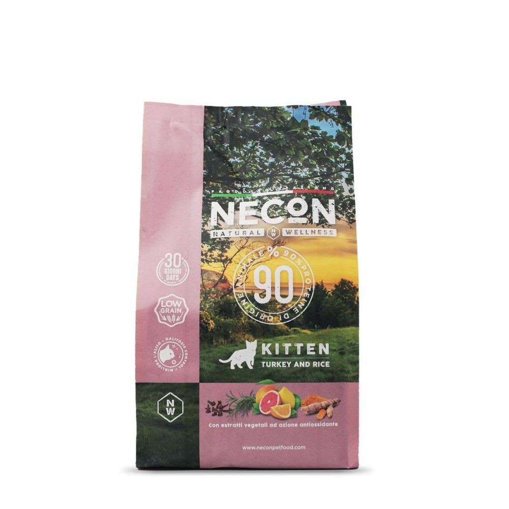 Корм для котят NECON Natural Wellness индейка с рисом сух. 1,5кг корм для собак necon для чувствительного пищеварения с рыбой и рисом сух 12кг
