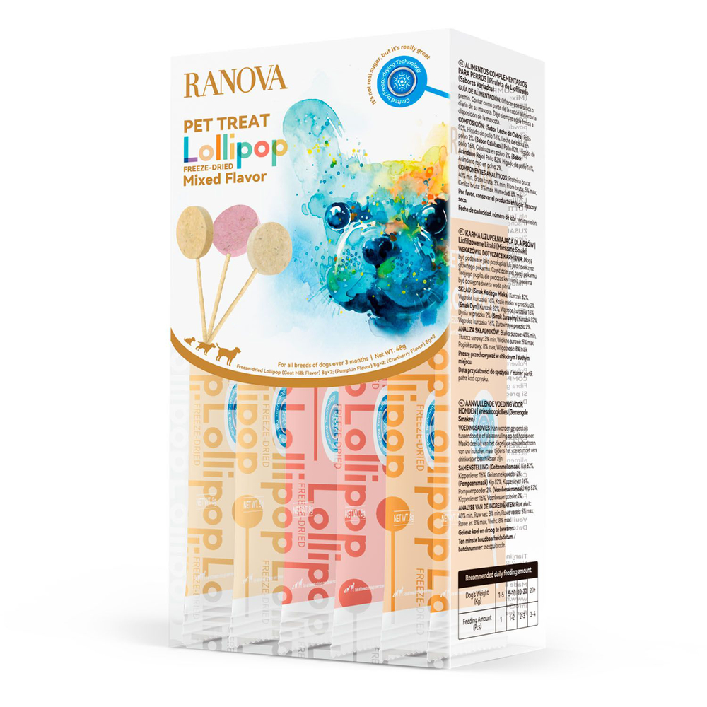 Лакомство для собак RANOVA сублимированное на палочке микс вкусов 8г х 6шт 1310₽