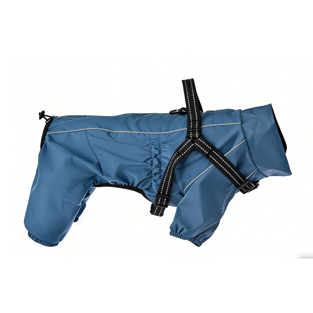 Дождевик-комбинезон для собак Barking Blue Foxie XL со шлейкой (длина спины 45см) синий