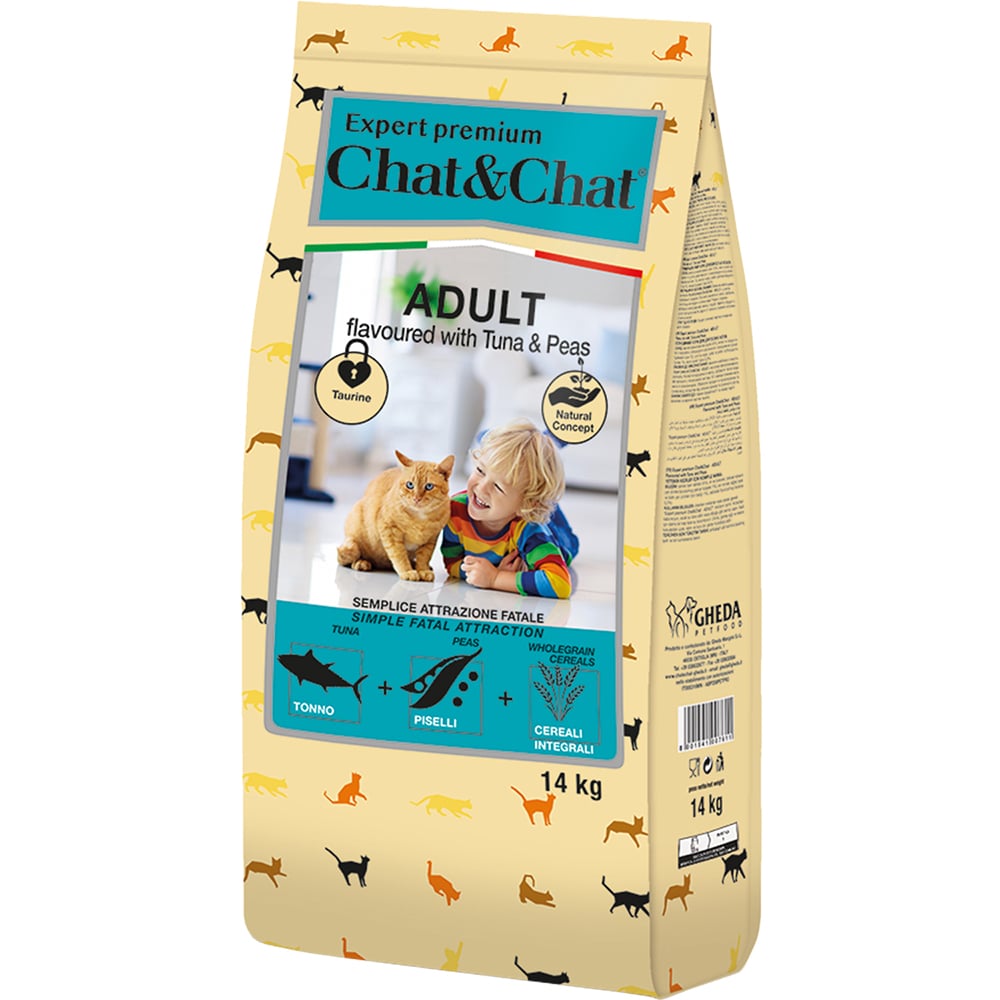 Корм для кошек CHAT&CHAT Expert Premium тунец с горохом сух. 14кг
