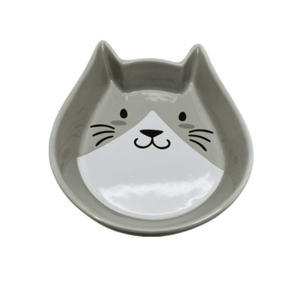 миска для животных foxie кошка с мышкой белая керамическая 13х4см 250мл Миска для животных Foxie Grey cat серая керамическая 15х13х3,5см 250мл