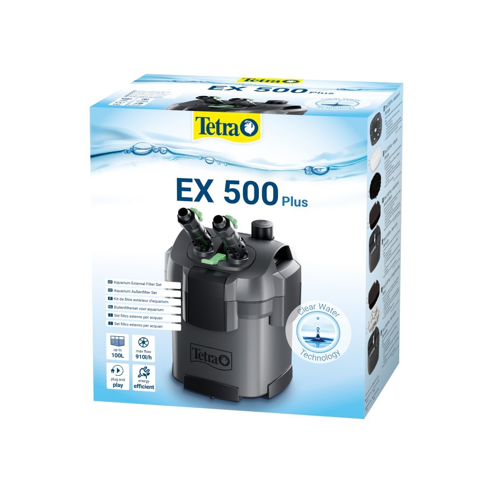 Фильтр TETRA внешний EX500 plus, 910л/ч, 5,5Вт до 100л фильтр laguna aqua 808 внешний 9 3вт 850л ч до 90л 190х190х410мм