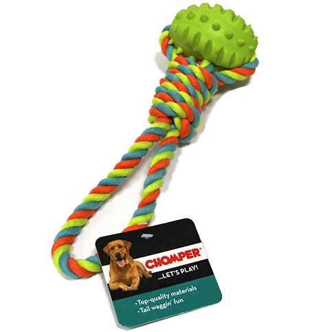 Игрушка для собак CHOMPER Тяни-толкай мяч овальный с петлей из каната игрушка для собак chomper веревочный мяч для щенков