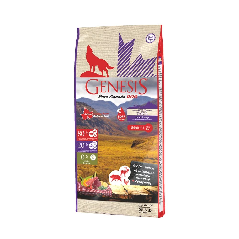Корм для собак Genesis Pure Canada Wild Taiga Soft дикий кабан,сев.олень,курица полувлаж. 11,79кг