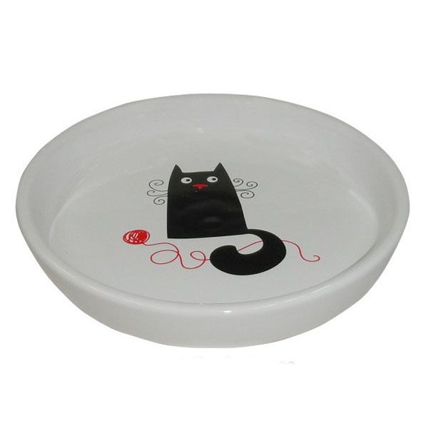 Миска для животных Foxie Кошка с клубком белая керамическая 15х2,5см 210мл кошкин дом кошка с клубком
