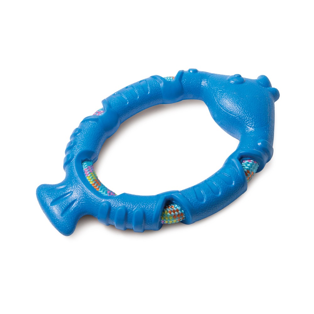 Игрушка для собак TRIOL Aqua Рыбка с плетеной веревкой, термопластичная резина 220мм