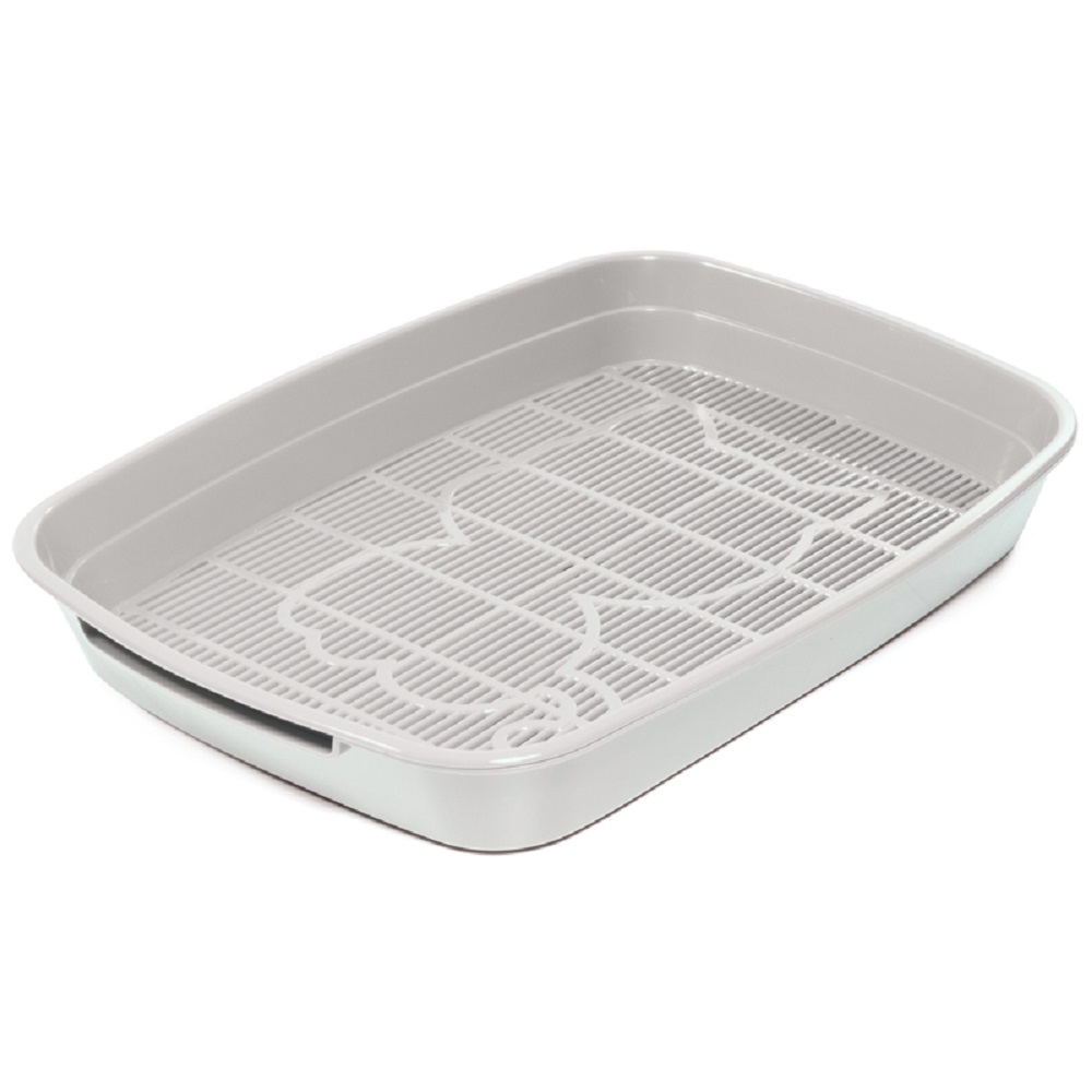 Туалет для кошек GAMMA Леопольд с сеткой малый светло-серый 34х26х5cм 307₽