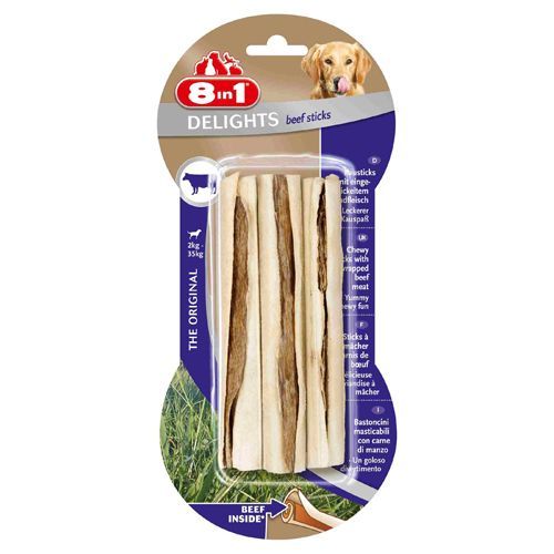 Лакомство для собак 8 in 1 DELIGHTS Beef Палочки с говядиной для мелких и средних пород 3х13см