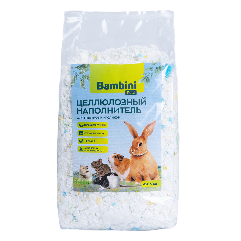 Наполнитель для грызунов и кроликов BAMBINI PETS Целлюлозный 6л (450г)