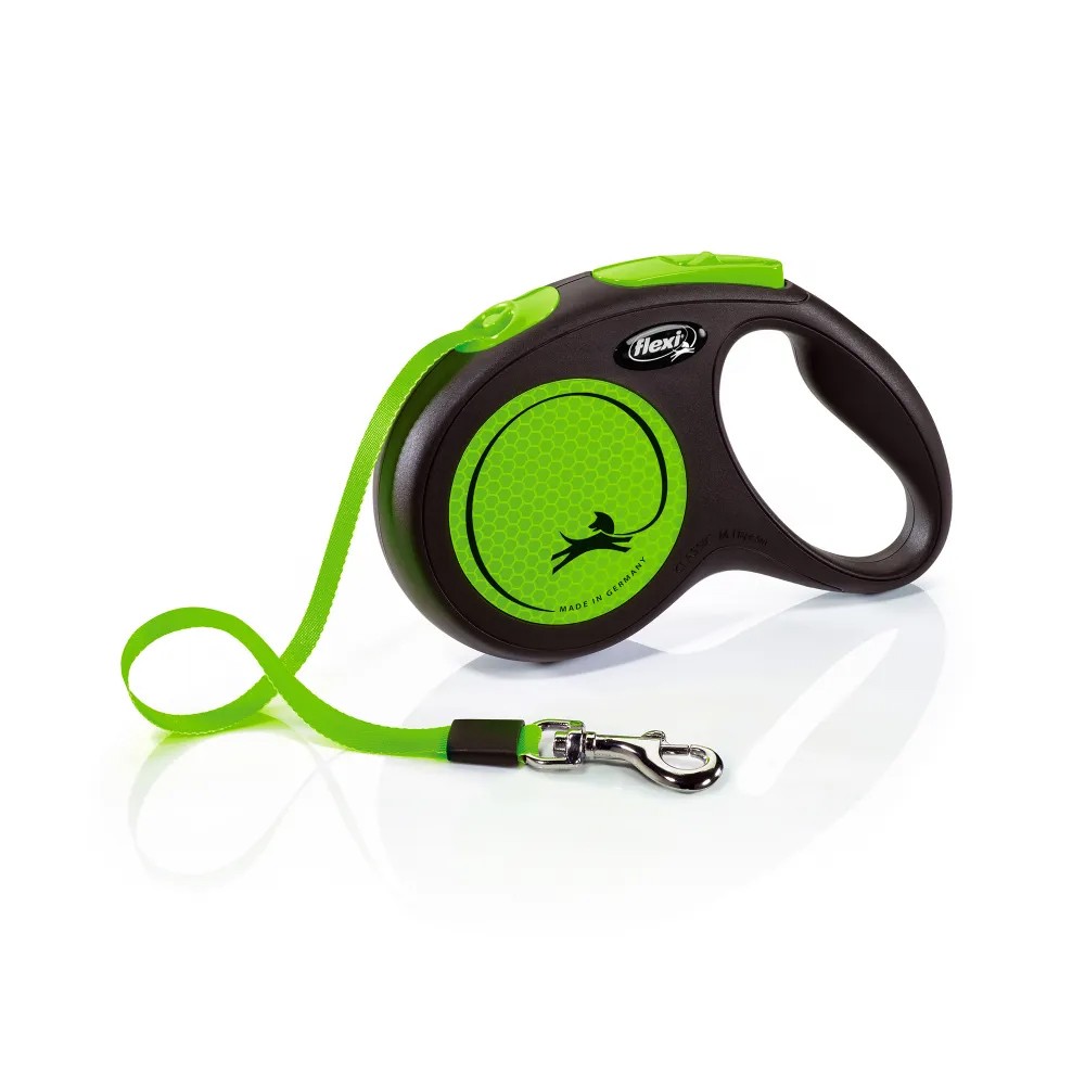 Рулетка для собак Flexi Neon M ременная 5м зеленая