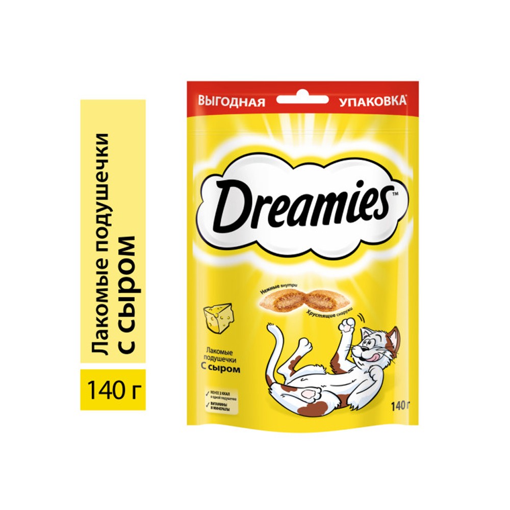 Лакомство для кошек Dreamies с сыром 140г лакомство для кошек dreamies подушечки с сыром 60 г