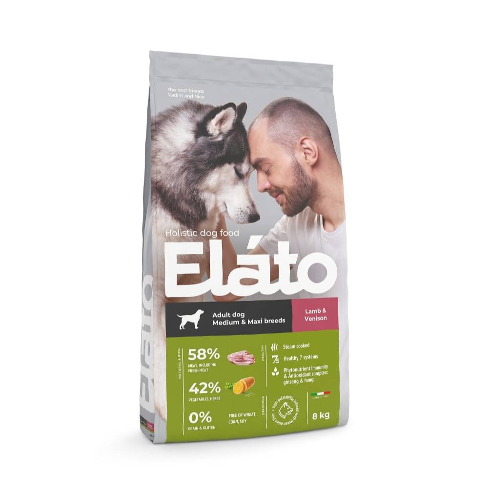 корм для собак elato holistic для средних и крупных пород курица с уткой сух 8кг Корм для собак Elato Holistic для средних и крупных пород, ягненок с олениной сух. 8кг