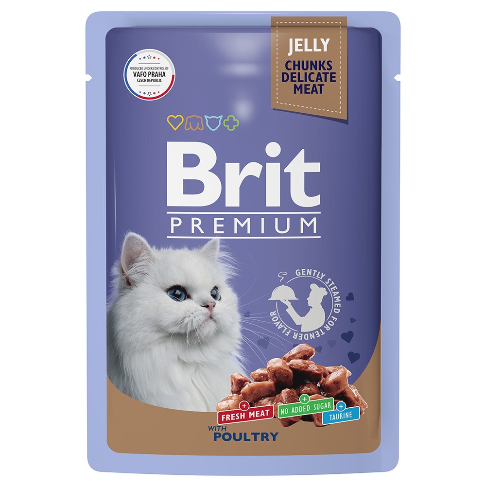 цена Корм для кошек Brit Premium ассорти из птицы в желе пауч 85г