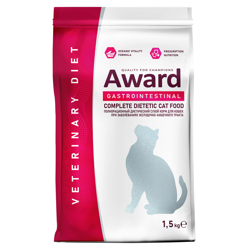 Корм для кошек AWARD Veterinary Diet Gastrointestinal при заболеваниях ЖКТ сух. 1,5кг