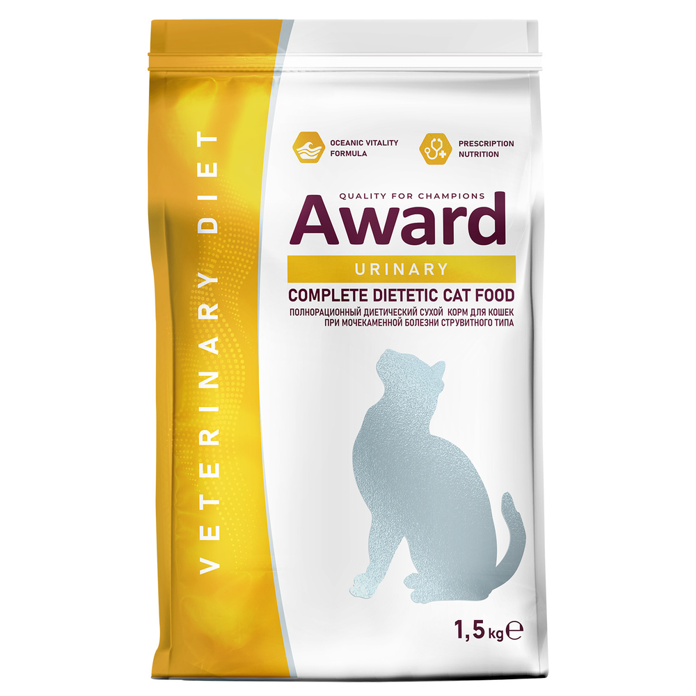 Корм для кошек AWARD Veterinary Diet Urinary при мочекаменной болезни струвитного типа сух. 1,5кг