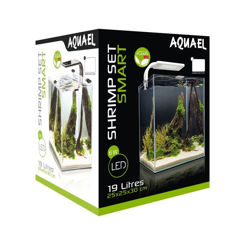 Аквариум AQUAEL SHRIMP SET SMART LED PLANT ll 20 черный (19 л) prime аквариум с led светильником фильтром и кормушкой черный 33 л