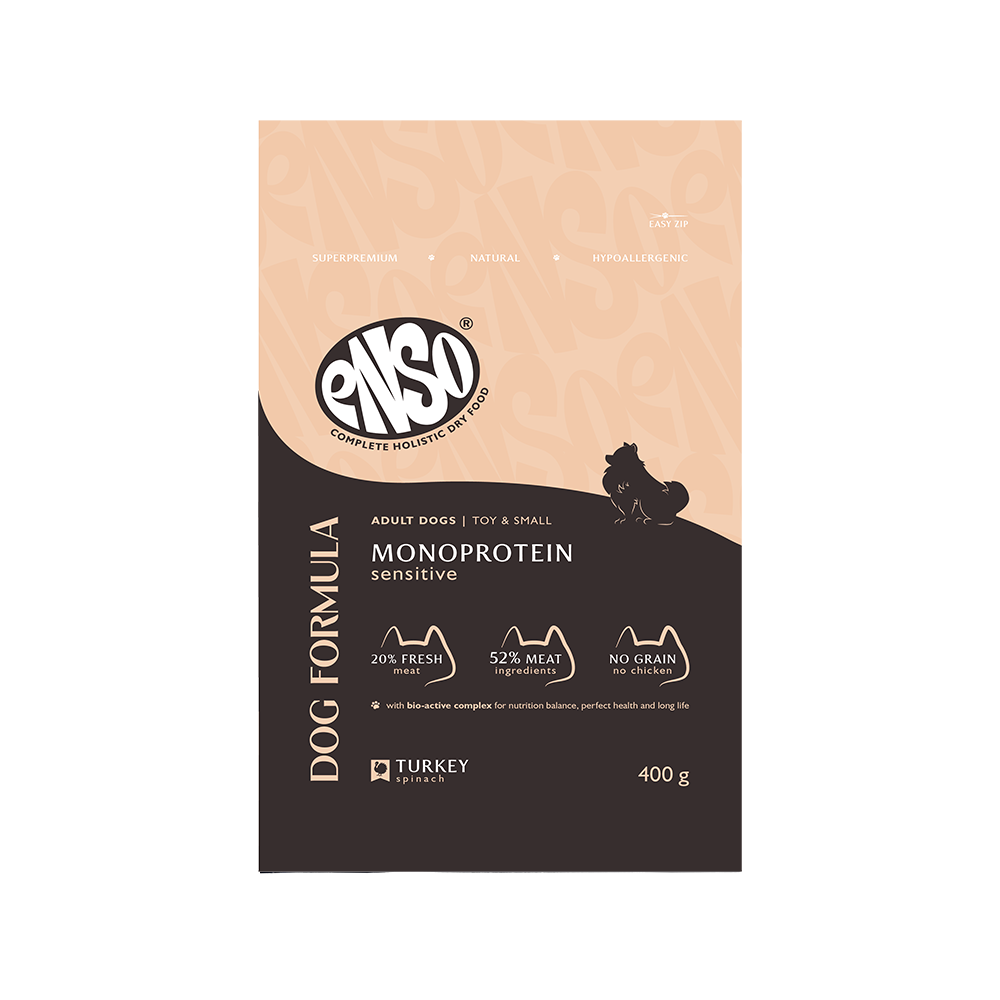 Корм для собак ENSO formula Monoprotein для мелк и минпород с индейкой и шпинатом сух 400г 532₽