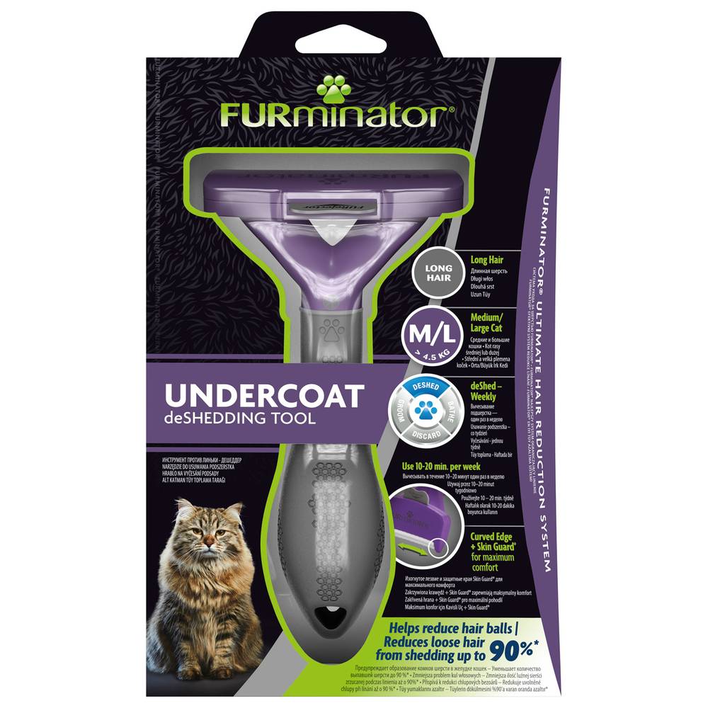 Фурминатор FURminator M/L для больших кошек c длинной шерстью фурминатор furminator l для крупных собак с длинной шерстью