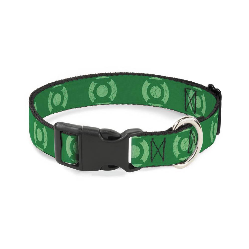 цена Ошейник для собак Buckle-Down Зеленый фонарь Лого с пластиковой застёжкой 23-38см зеленый