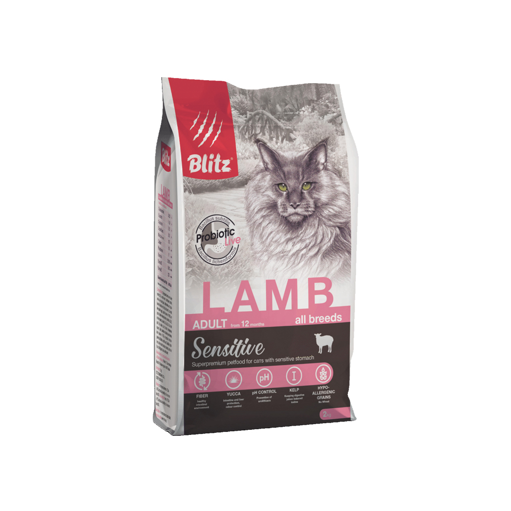 Корм для кошек Blitz adult lamb cat с мясом ягненка сух 2кг 1767₽