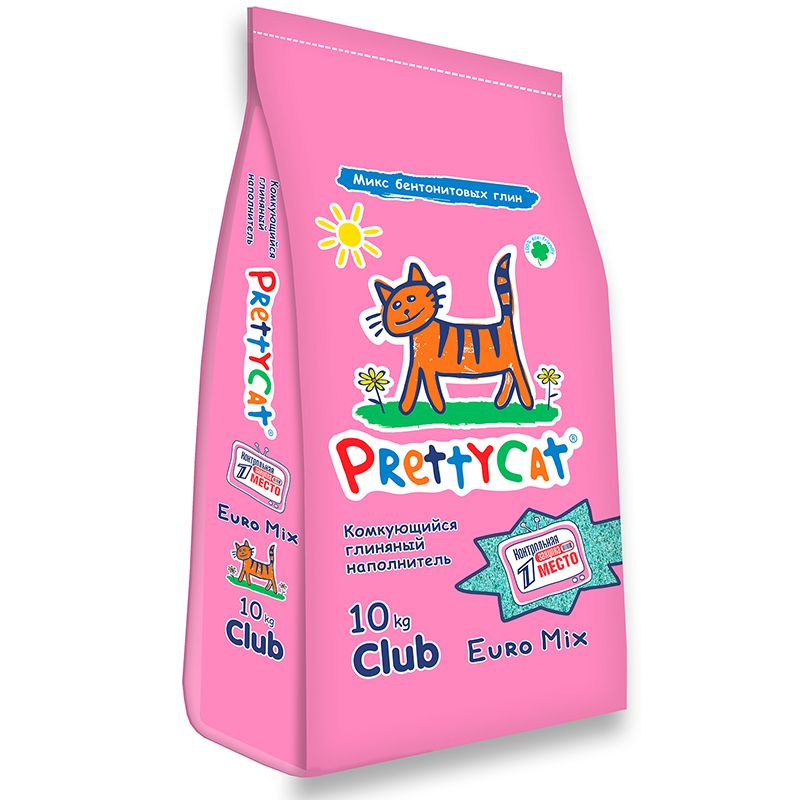 Наполнитель для кошачьего туалета PrettyCat Euro Mix бентонитовый комкующийся 10кг