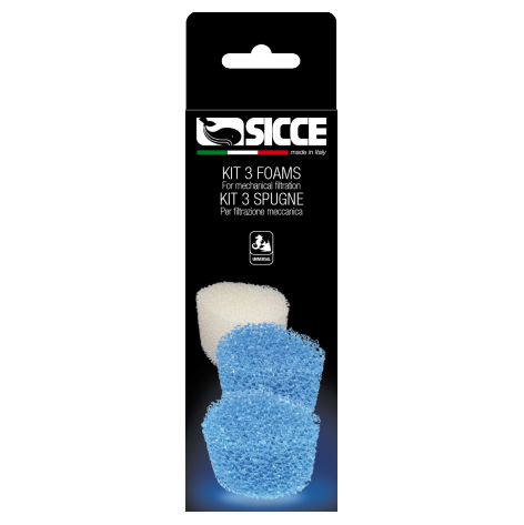 цена Фильтрующий материал SICCE для фильтра Shark ADV губки (2 голубые, 1 белая)