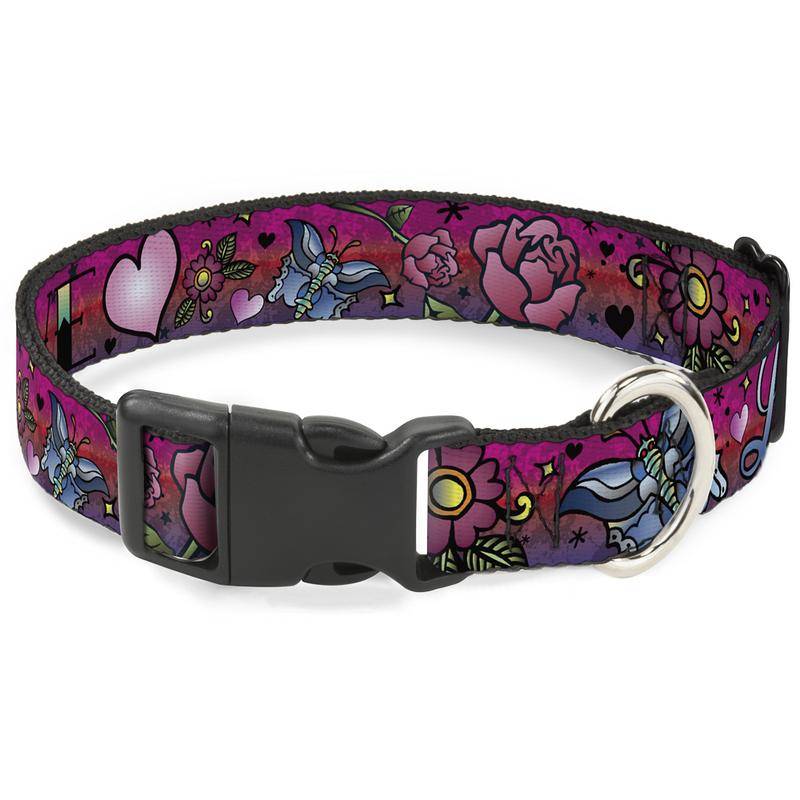 Ошейник для собак Buckle-Down Любовь с пластиковой застёжкой 23-38см розовый