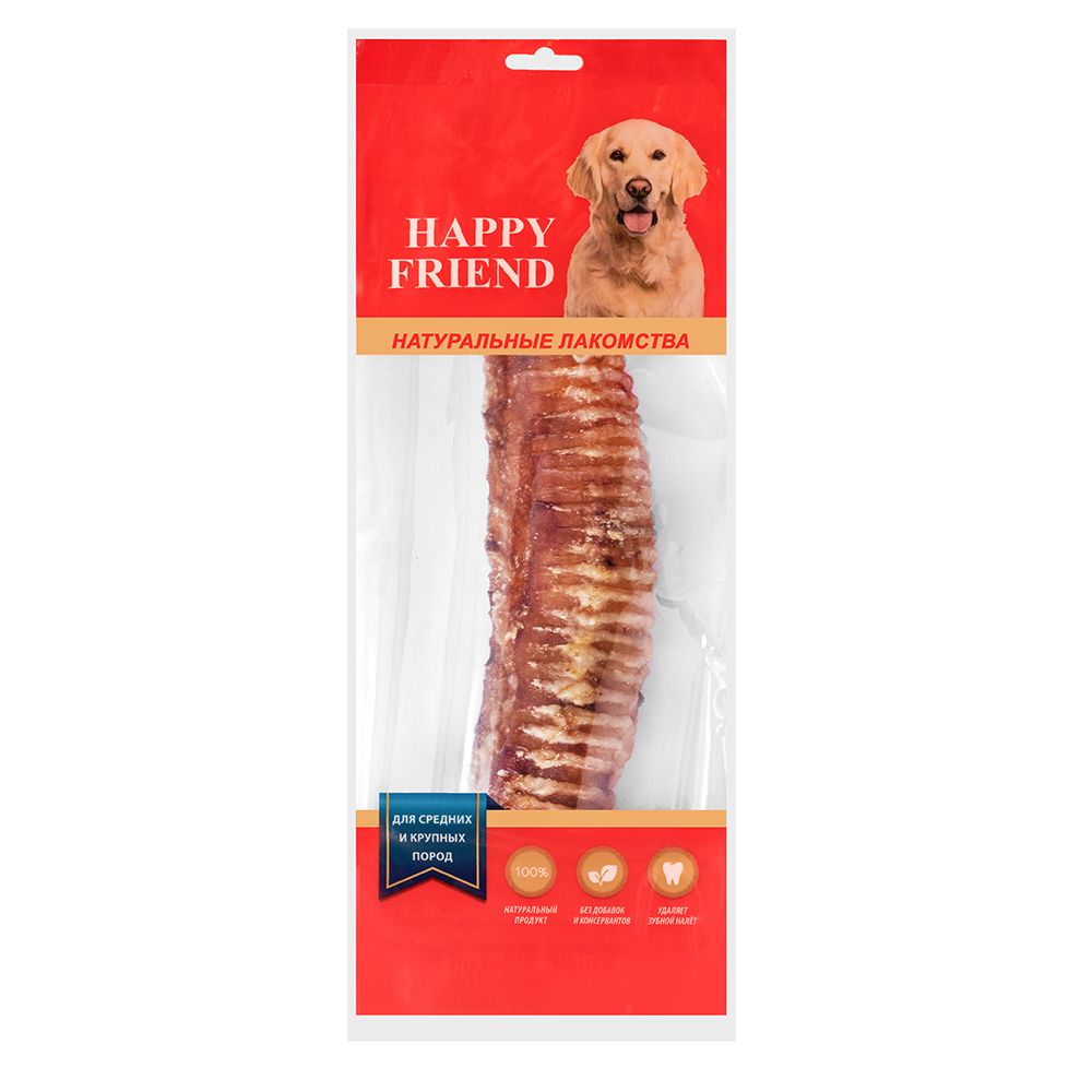 Лакомство для собак HAPPY FRIEND Трахея говяжья для средних и крупных пород лакомство для собак roksy hall говяжья трахея 100г
