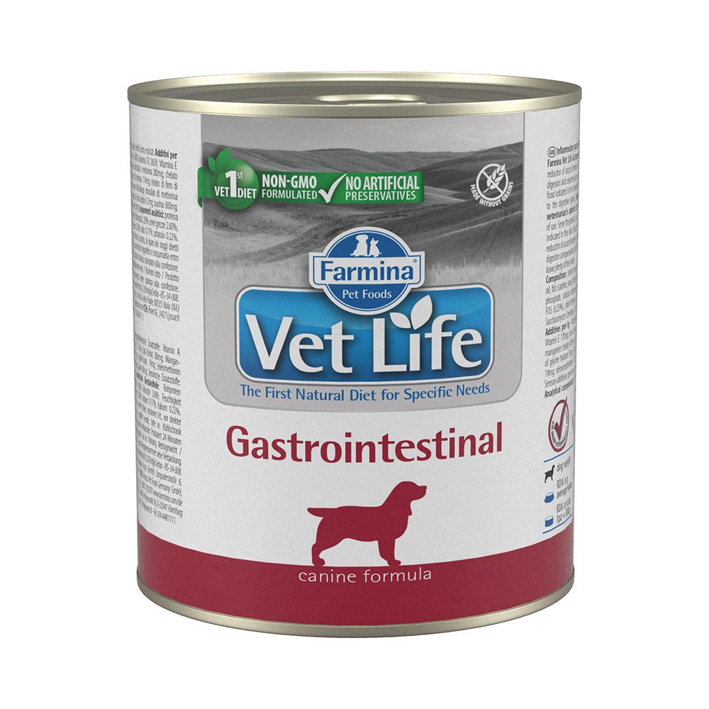 farmina vet life dog gastrointestinal сухой корм д собак диета при нарушении пищеварения Корм для собак Farmina Vet Life Gastrointestinal при заболеваниях ЖКТ паштет банка 300г