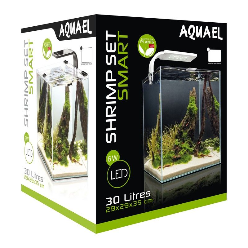 Аквариум AQUAEL SHRIMP SET SMART LED PLANT ll 30 черный (30 л) prime аквариум с led светильником фильтром и кормушкой черный 33 л