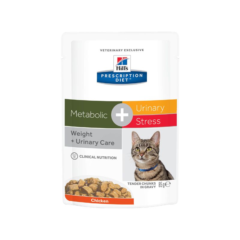 Влажный корм для кошек Hill's Prescription Diet Metabolic + Urinary Stress Feline с курицей 85 г prime adult влажный корм для кошек паштет с курицей в консервах 75 г