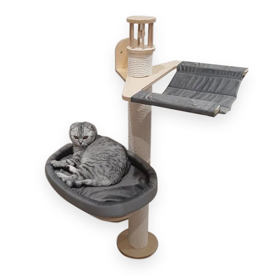 Когтеточка для кошек MYSNOOPY Comfort-1С, 120см цвет в лаке серые подушки