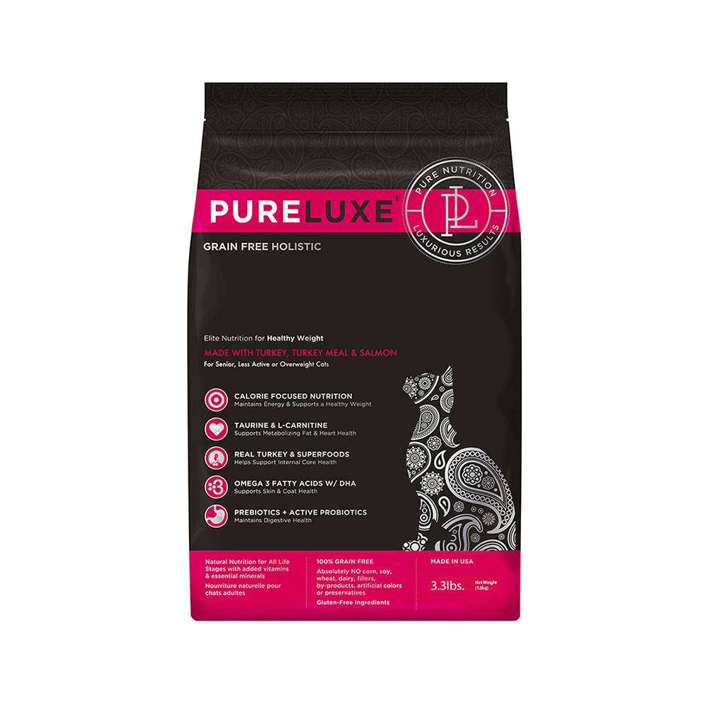 Корм для кошек PureLuxe для нормализации веса, индейка с лососем сух. 1,5кг