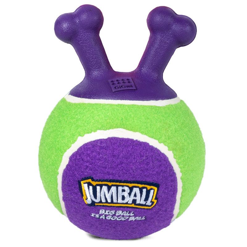 цена Игрушка для собак GIGWI Jumball Мяч теннисный c ручками зеленый 18см