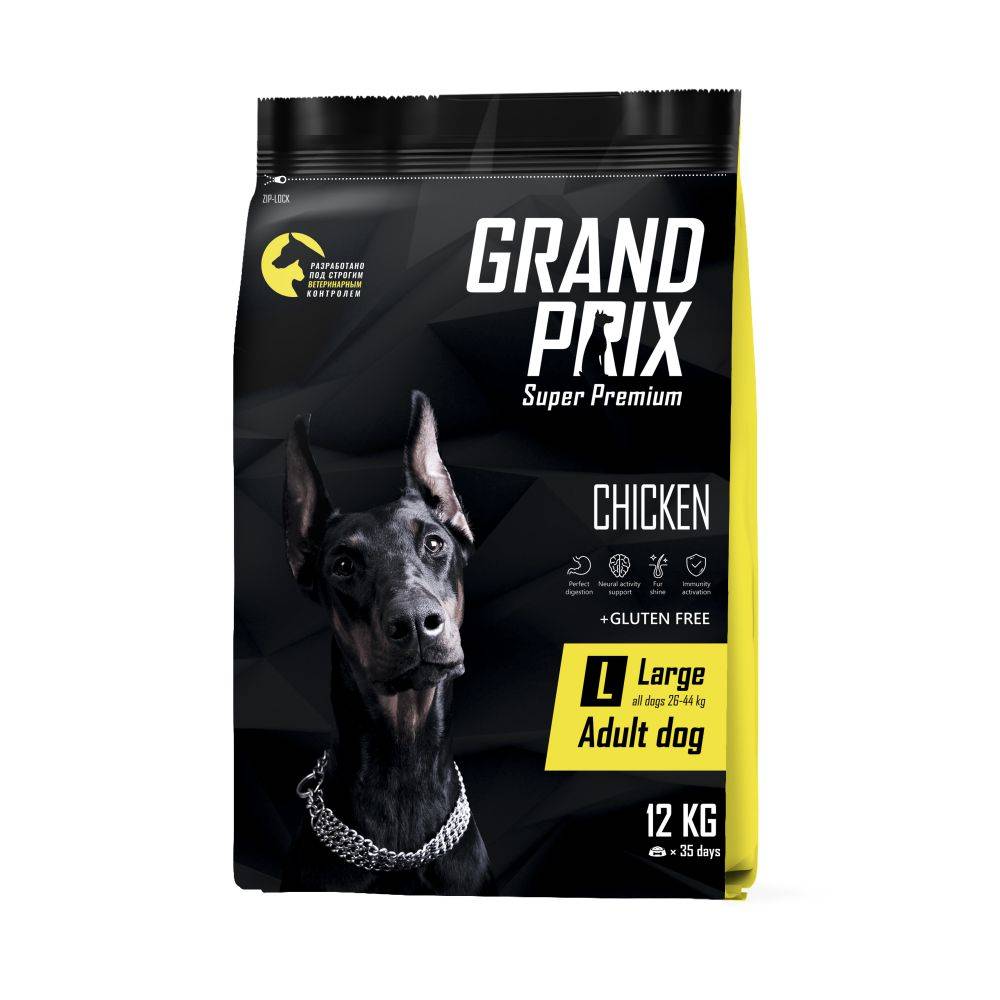 Корм для собак GRAND PRIX для крупных пород, курица сух. 12кг