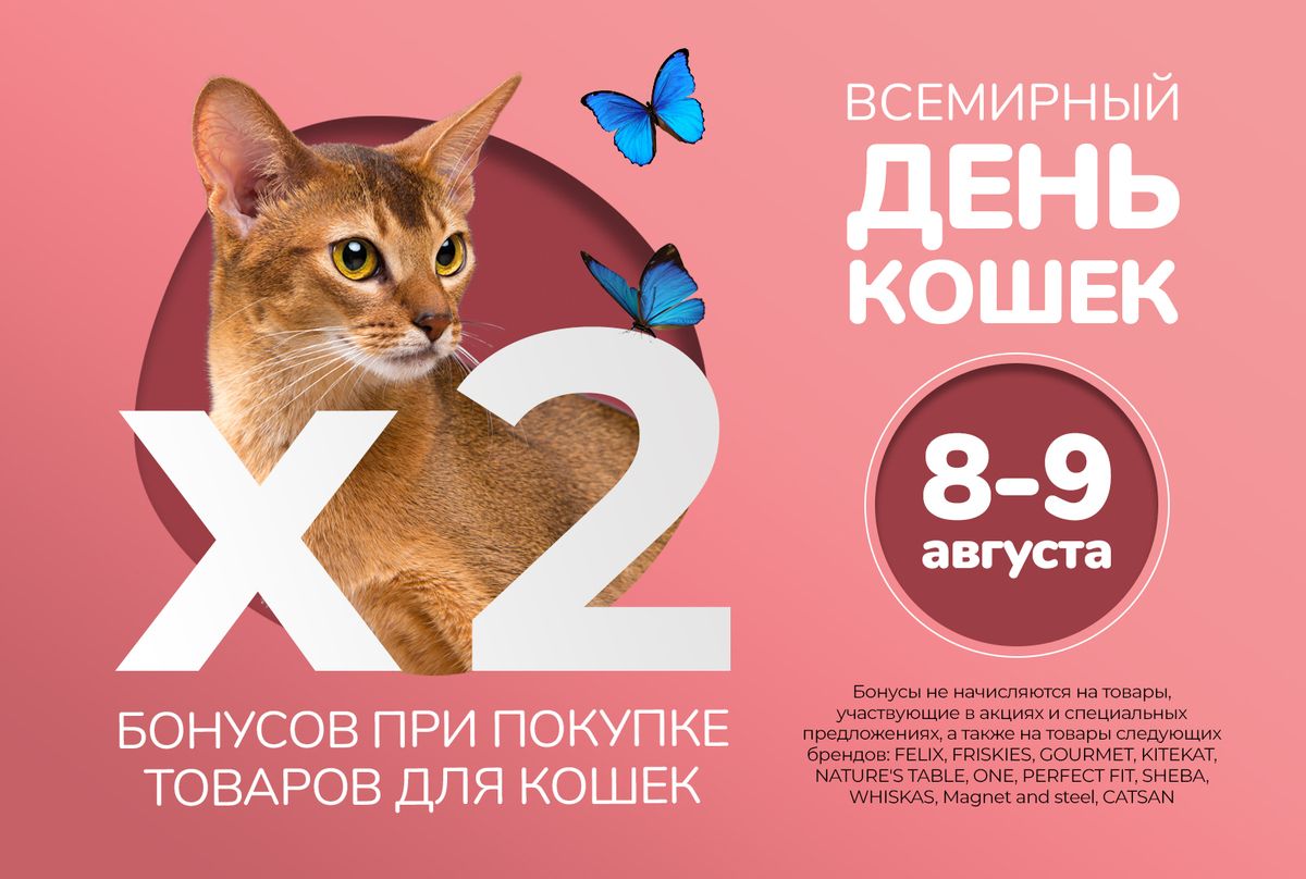 Удваиваем бонусы в "Международный день кошек"!