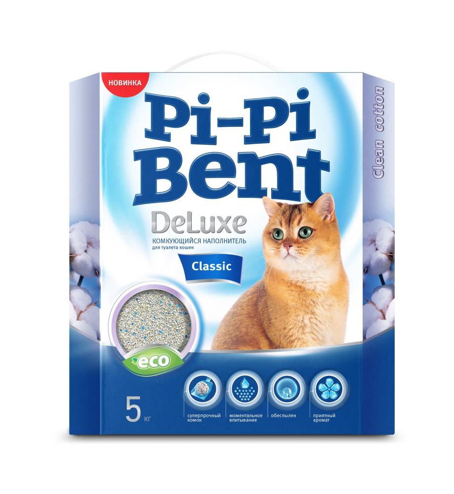 Наполнитель для кошачьего туалета PI-PI BENT DeLuxe Clean cotton комкующийся, коробка 5кг