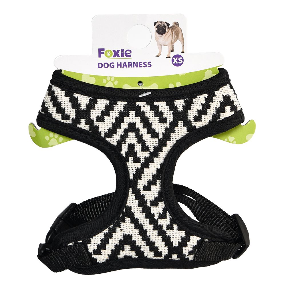 Шлейка для собак Foxie Black & White XS (обхват шеи 22см, обхват груди 28-41см) черно-белая