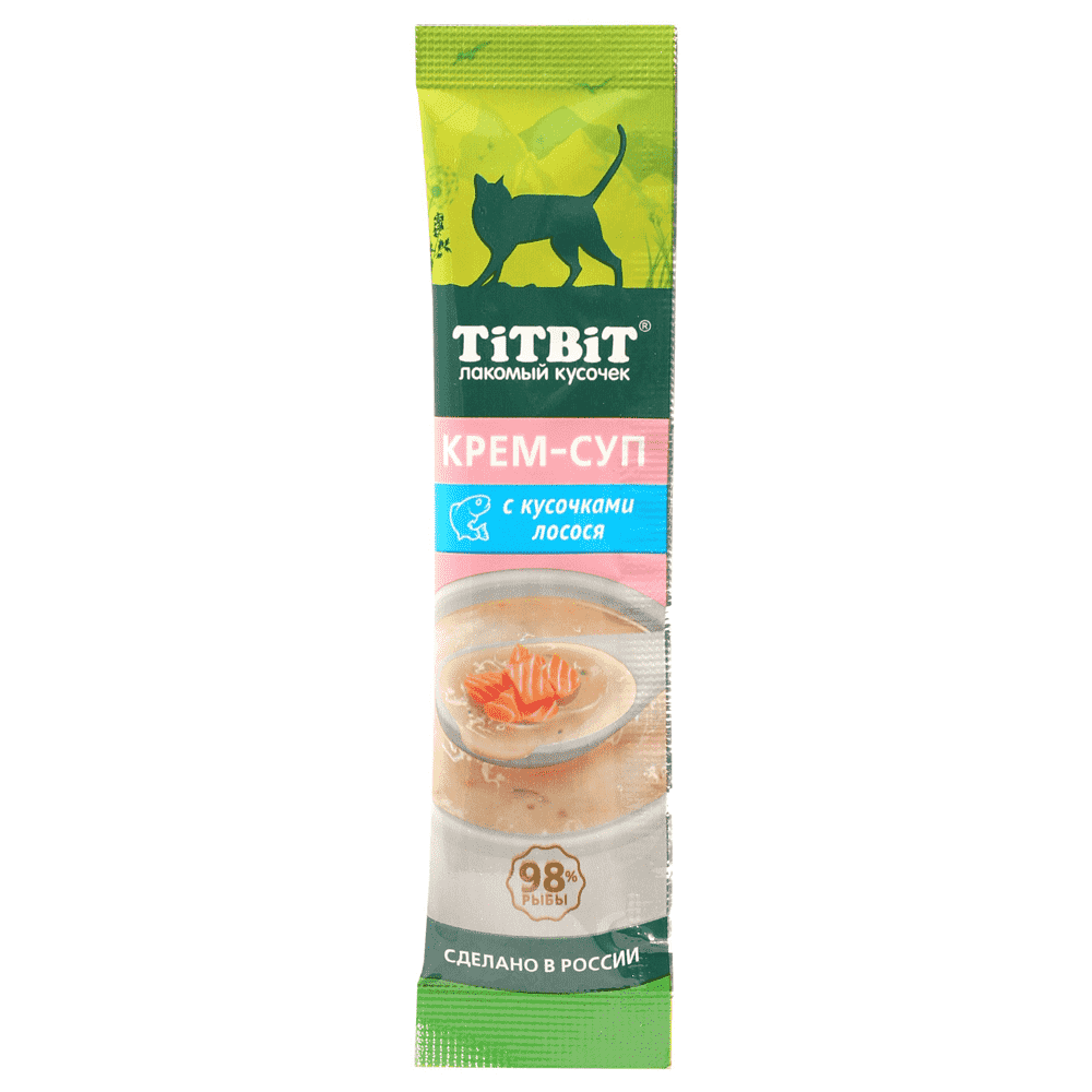 Лакомство для кошек TITBIT Крем-суп с кусочками лосося 10г