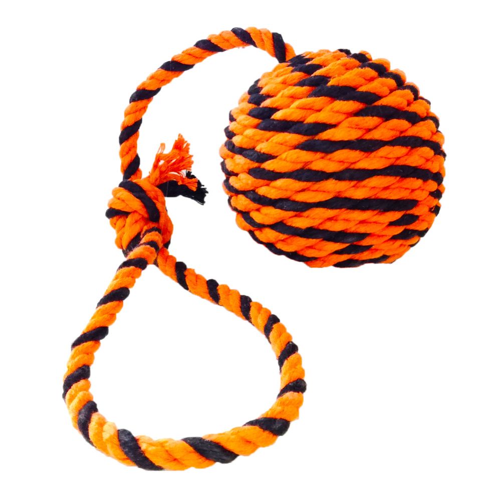 Игрушка для собак DOGLIKE Мяч Броник большой с ручкой (оранжевый-черный) цена и фото