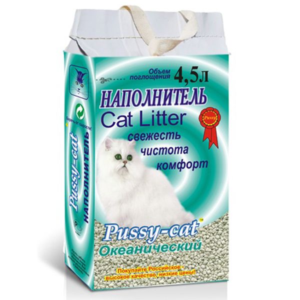 Наполнитель для кошачьего туалета PUSSY CAT океанический зеленый 4,5л