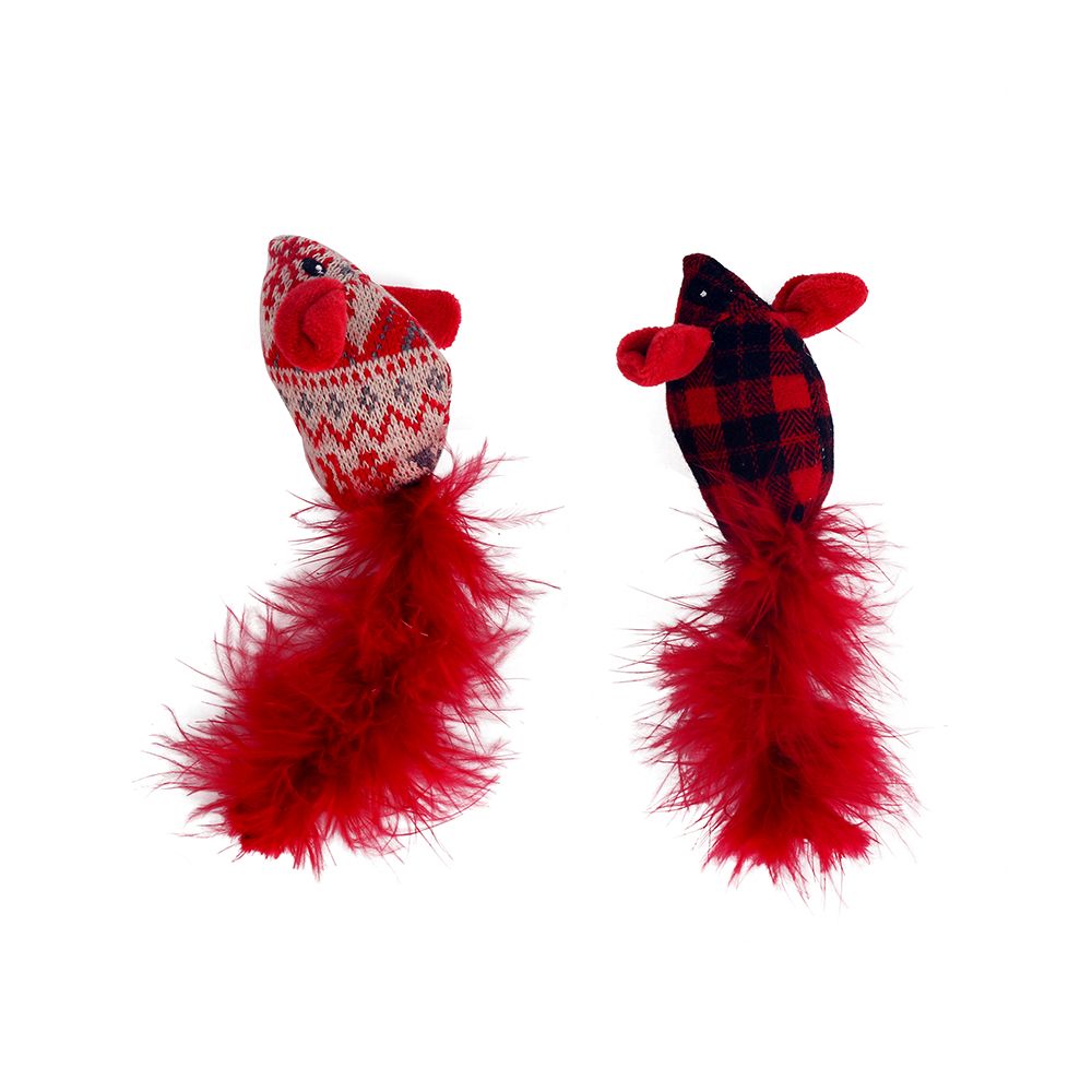 Игрушка для кошек CHOMPER Lodge Набор Мышки с перьями 2 шт