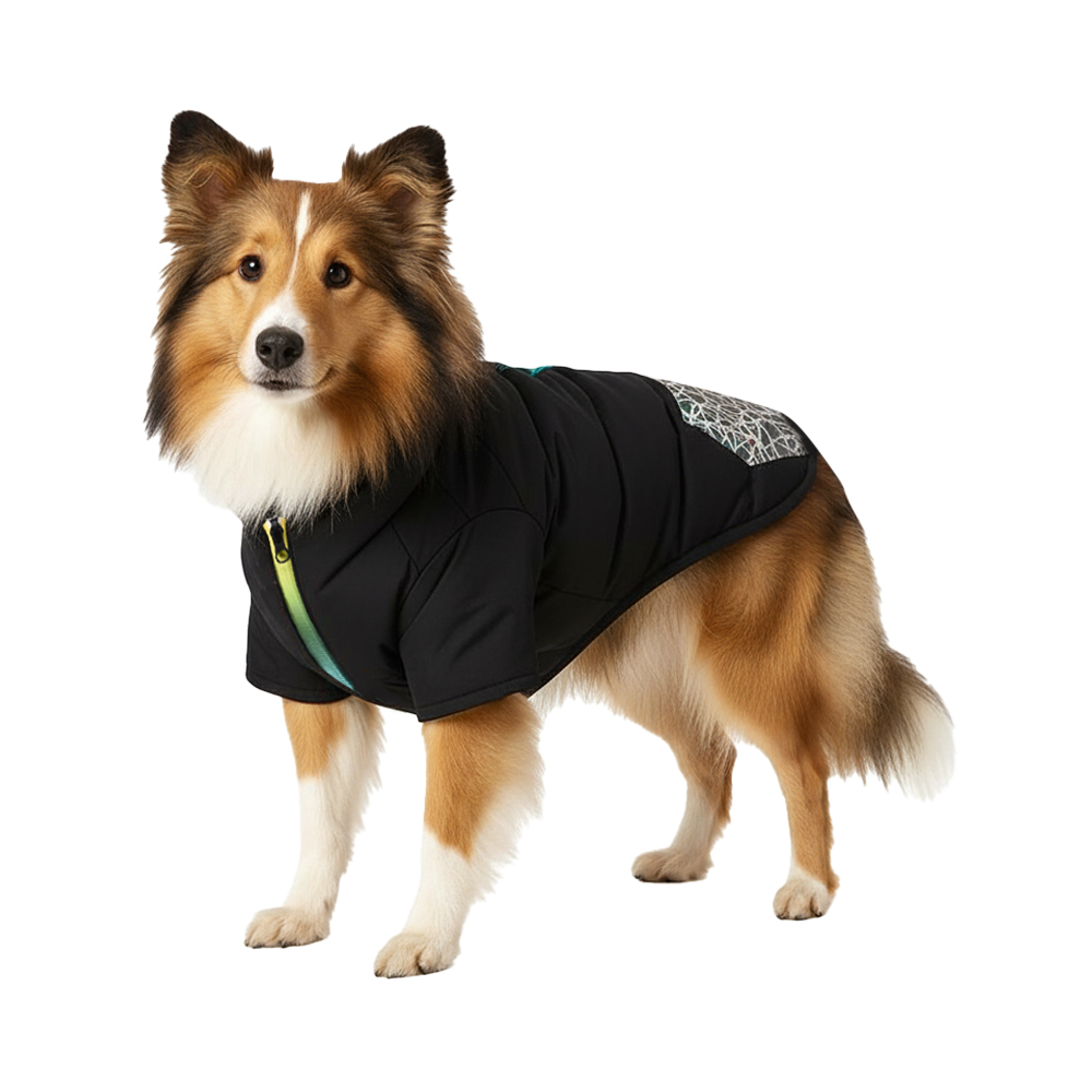 Куртка для собак Foxie Shine черная р M длина спины 35см обхват груди 52-58см 999₽