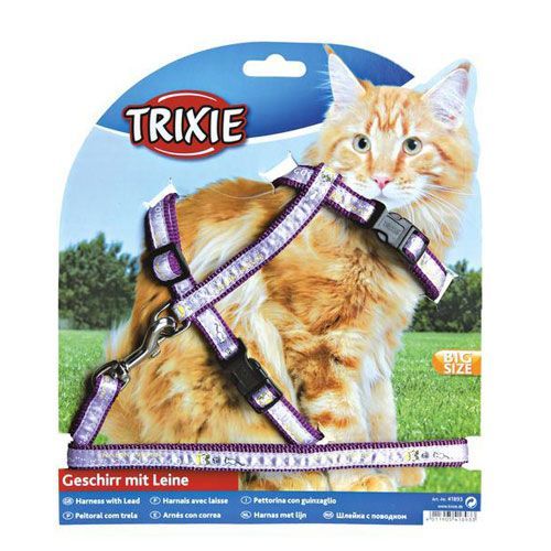Шлейка+поводок для крупных кошек TRIXIE 34-57смх13мм