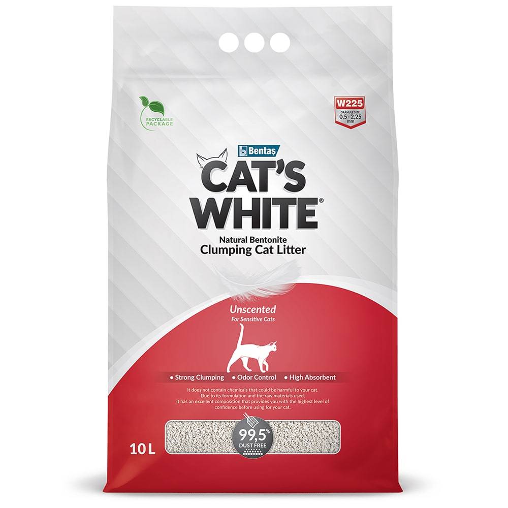 Наполнитель для кошачьего туалета CAT'S WHITE Natural комкующийся без ароматизатора 10л