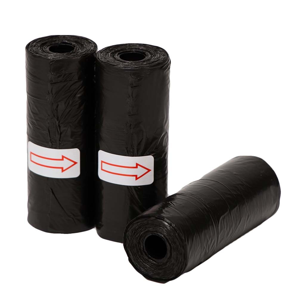 Пакеты для уборки за собаками Пижон однотонные (3 рулона по 15 пакетов 29х21см), чёрные