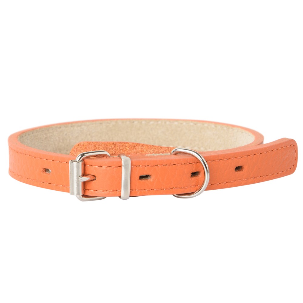 Ошейник для собак Mr.Kranch из натуральной кожи прямой, оранжевый 39-50см
