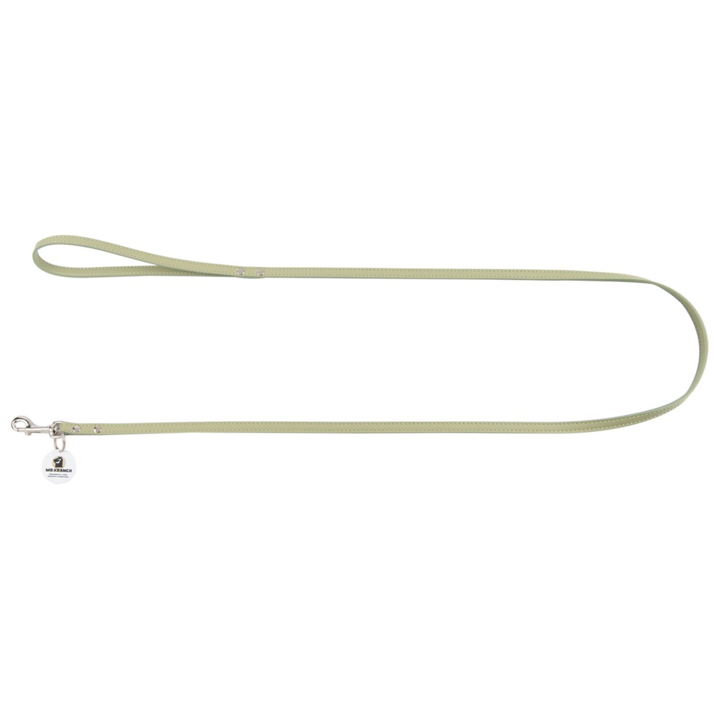 Поводок для собак MrKranch из натуральной кожи с QR-адресником нежно-зеленый 130см 10мм 2610₽
