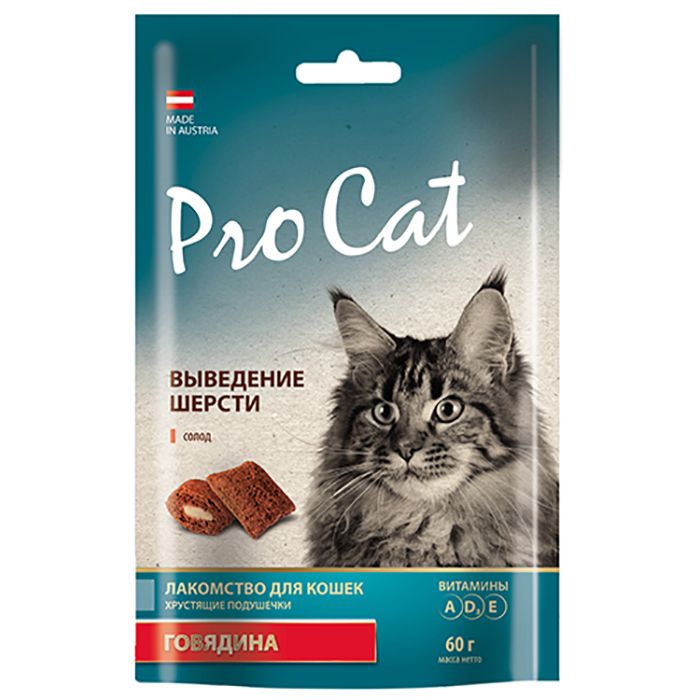 Лакомство для кошек Pro Cat Подушечки для выведения шерсти 60г