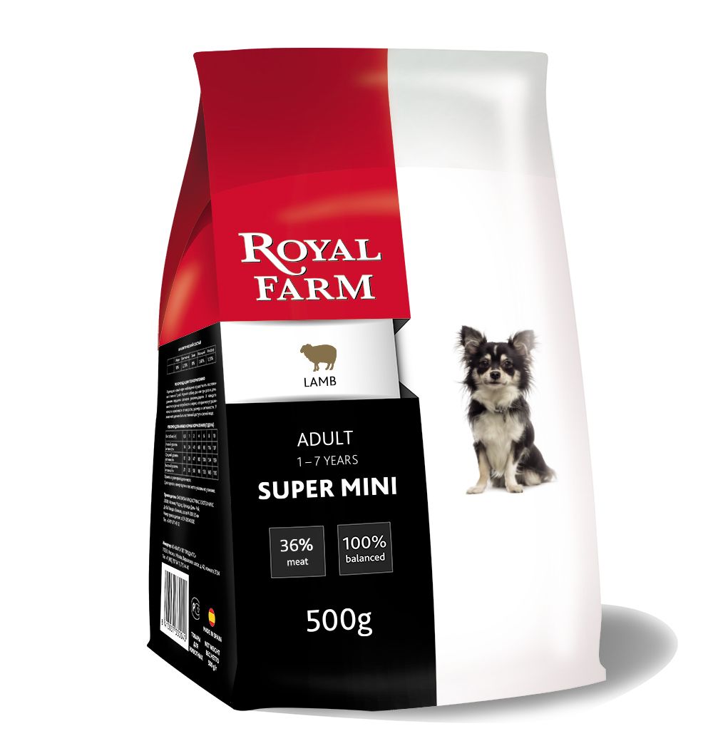 Корм авард для собак отзывы. Корм для собак Royal Farm super Mini индейка 1.5 кг. Сухой корм Роял фарм для собак мелких пород. Корм для собак Royal Farm super Mini индейка 500г. Пачка корма для собак.